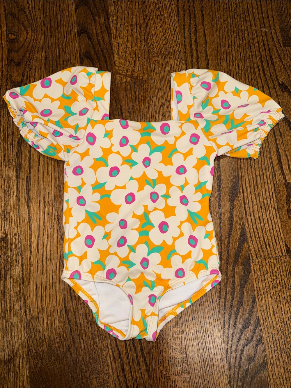 Hannah Andersson Yellow & Pink Poppy One Piece Swimsuit 3T